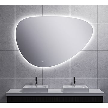 Wiesbaden Uovo spiegel asymmetrisch 140 cm met dimbare LED-verlichting en spiegelverwarming
