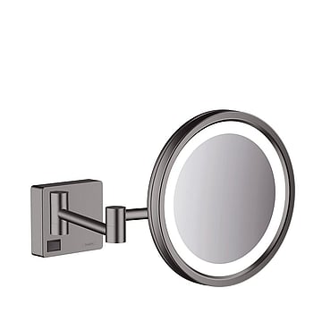 hansgrohe AddStoris make-up spiegel met LED-verlichting en schakelaar 3x vergrotend 21,7 cm, geborsteld zwart chroom