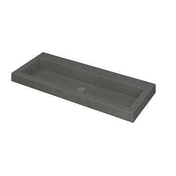 INK® Dock wastafel quartz zonder kraangat 100x6x40cm, quartz grijs