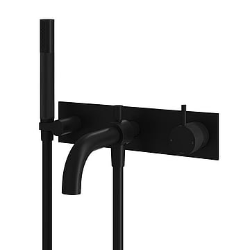 Hotbath Cobber X afbouwdeel voor inbouw badmengkraan met staafhanddouche en doucheslang 7 x 29 cm, mat zwart