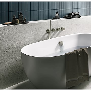 Hotbath Cobber X afbouwdeel voor inbouw bad/douchethermostaat zonder uitloop, met 2 stopkranen en staafhanddouche, geborsteld nikkel