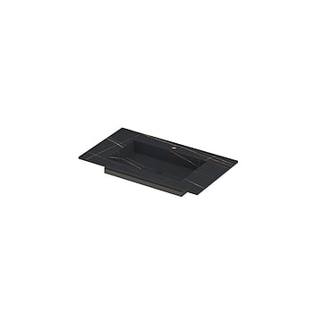 INK® Post wastafel in keramische slab met envelop bodem met 1 kraangat, 80x45x1cm, lauren black mat