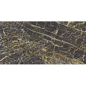 Cifre Cerámica Black Golden keramische vloertegel marmerlook gerectificeerd 60 x 120 cm, zwart/goud
