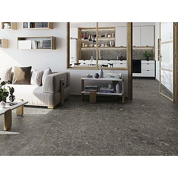 Baldocer Cerámica Nover keramische vloertegel terrazzo look gerectificeerd 60 x 60 cm, Black