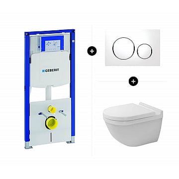 Geberit UP320 toiletset - inclusief Geberit Sigma bedieningsplaat & Duravit Starck 3 toilet pack rimless