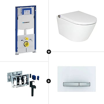 RapoWash Basic douche wc-set - inclusief Geberit UP320 & Geberit Sigma50 bedieningsplaat & Geberit DuoFresh toiletstickhouder