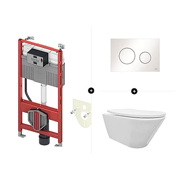 TECEprofil toiletset - inclusief TECE bedieningspaneel & Sub Stereo rimless toilet met softclose- en quick release-zitting, glans wit