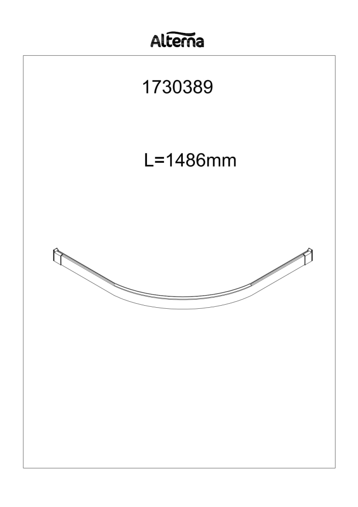 Guo Free basic geleiderail kwartrond voor wand 90cm 1486mm chr. chroom