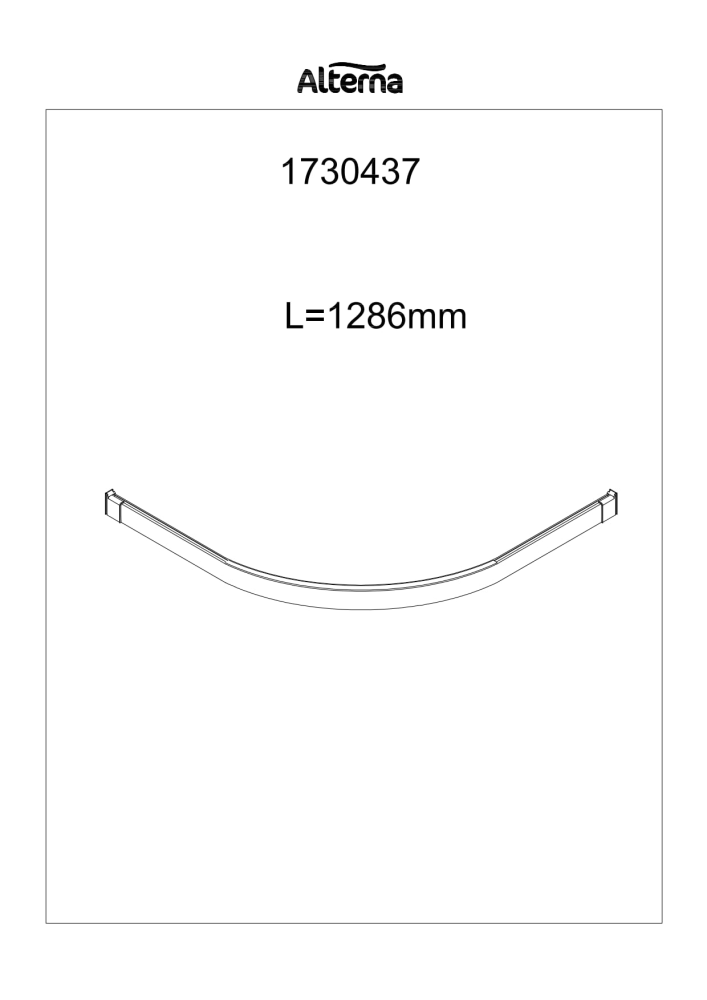 Guo Free basic geleiderail kwartrond voor wand 80cm 1286mm chr. chroom