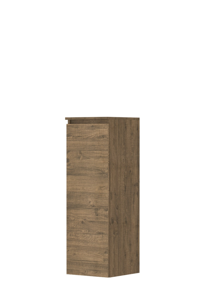 INK half hoge kast 1 deur links rechts greeploos houten keerlijst en 2 glazen planchettes 35x37x106cm naturel eiken