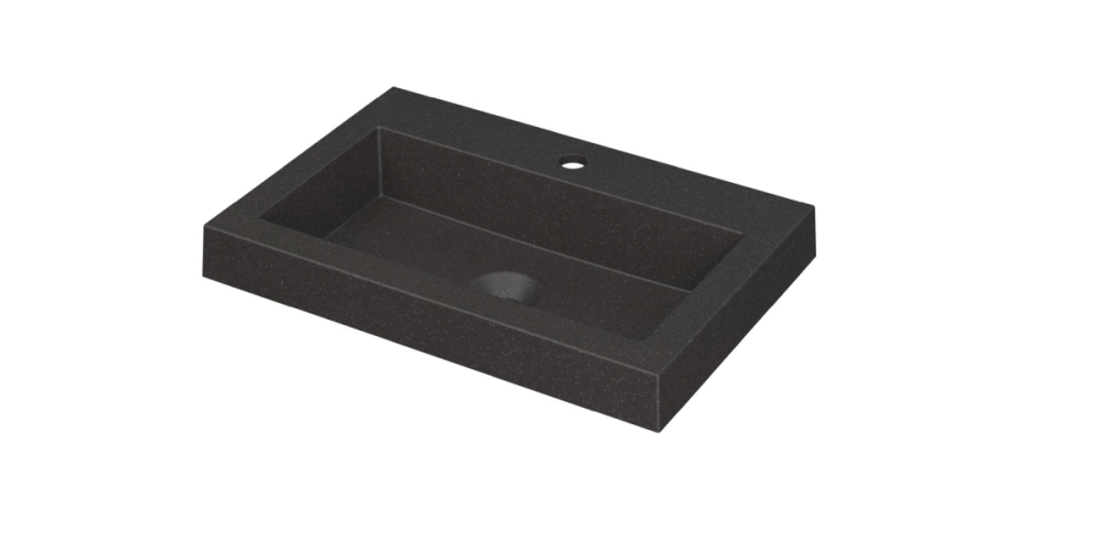 Productafbeelding van INK® Dock wastafel quartz met 1 kraangat 60x6x40cm, quartz zwart