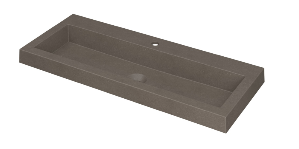 Productafbeelding van INK® Dock wastafel quartz met 1 kraangat, 100x6x40cm, quartz beton