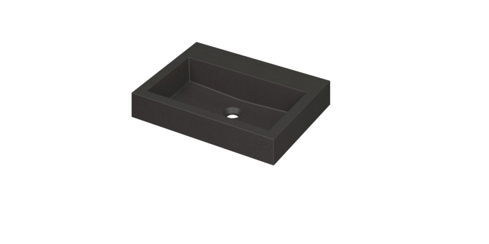 INK® Momento wastafel quartz zonder kraangat 60 x 9 x 45 cm, quartz zwart