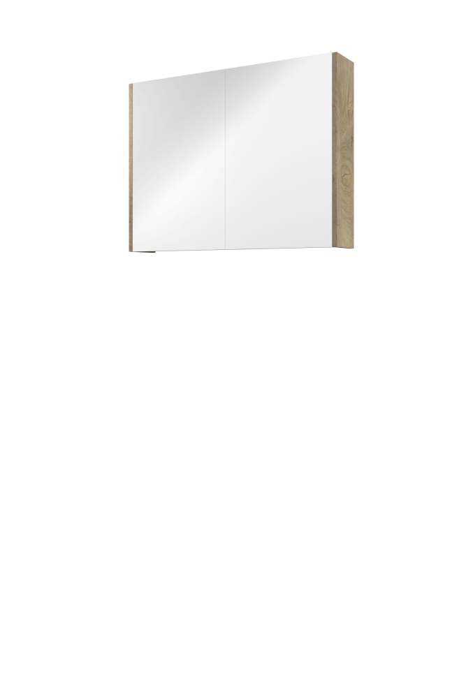 Proline Comfort spiegelkast met spiegels aan binnen- en buitenzijde en 2 deuren 80 x 60 x 14 cm raw oak
