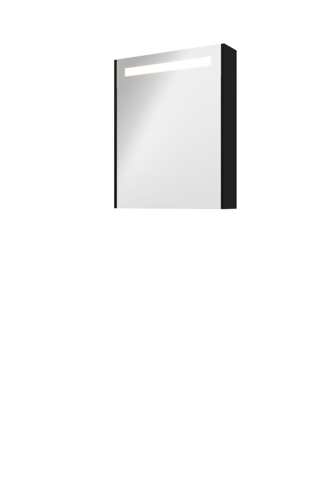 Proline Premium spiegelkast met spiegels aan binnen- en buitenzijde geïntegreerde LED-verlichting en 1 deur 60 x 60 x 14 cm mat zwart