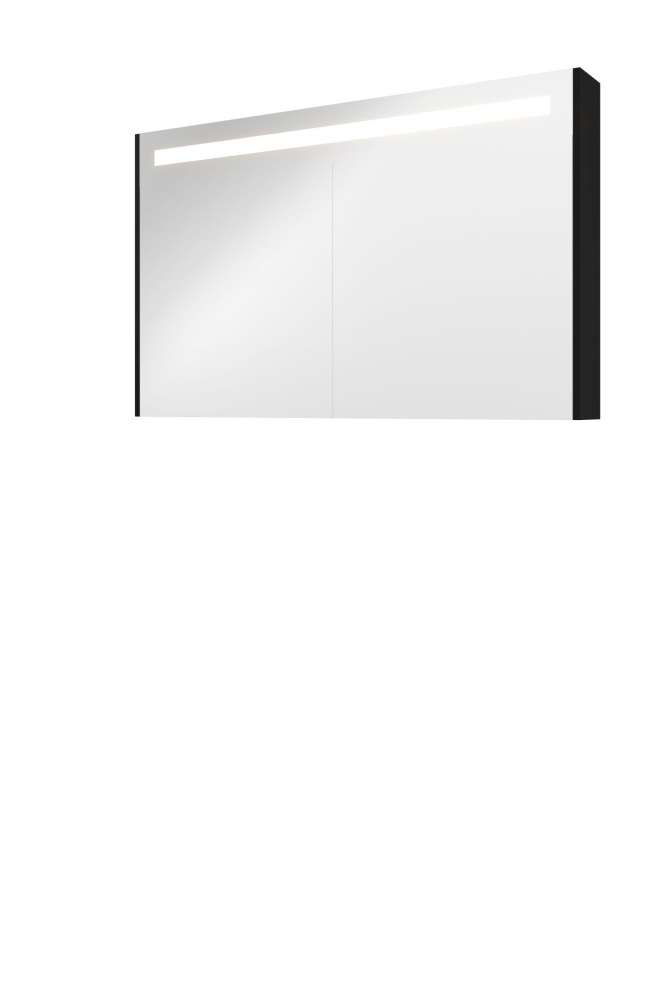 Proline Premium spiegelkast met spiegels aan binnen- en buitenzijde geïntegreerde LED-verlichting en 2 deuren 120 x 60 x 14 cm mat zwart