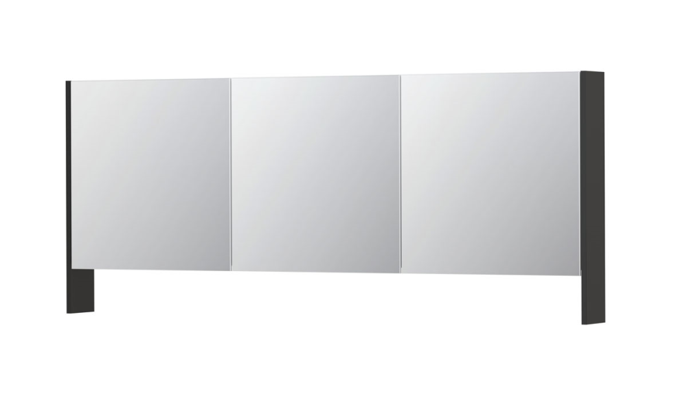 INK SPK3 spiegelkast met 3 dubbel gespiegelde deuren, open planchet, stopcontact en schakelaar 180 x