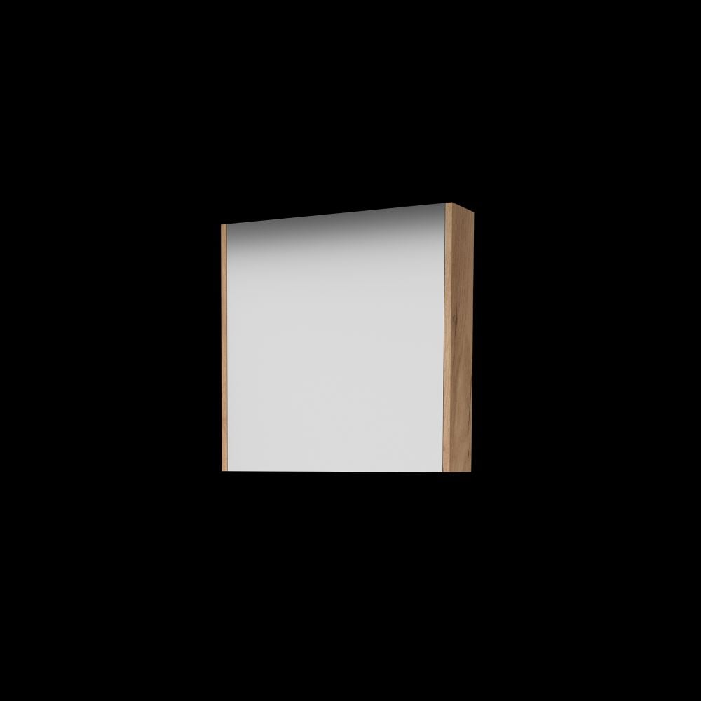 Basic Comfort spiegelkast met spiegels aan binnen- en buitenzijde op houten deur 60 x 60 x 14 cm whisky oak