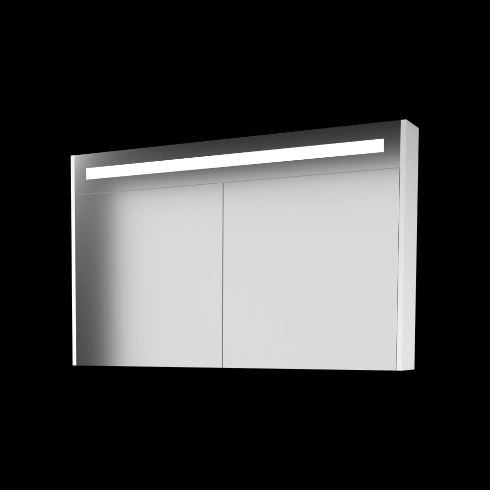 Basic Comfort spiegelkast met spiegels aan binnen- en buitenzijde op houten deuren 120 x 60 x 14 cm ice white