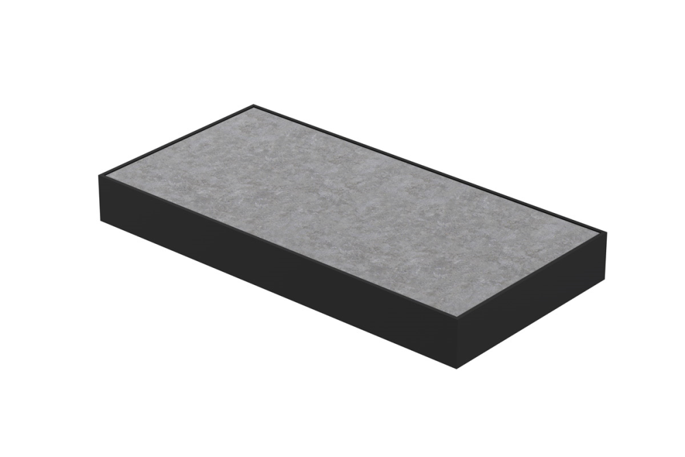 INK® Tilo Versus tegelframe van gepoedercoat staal incl. watervaste constructieplaat met tegel 36x4x18 cm, mat zwart/mat concrete