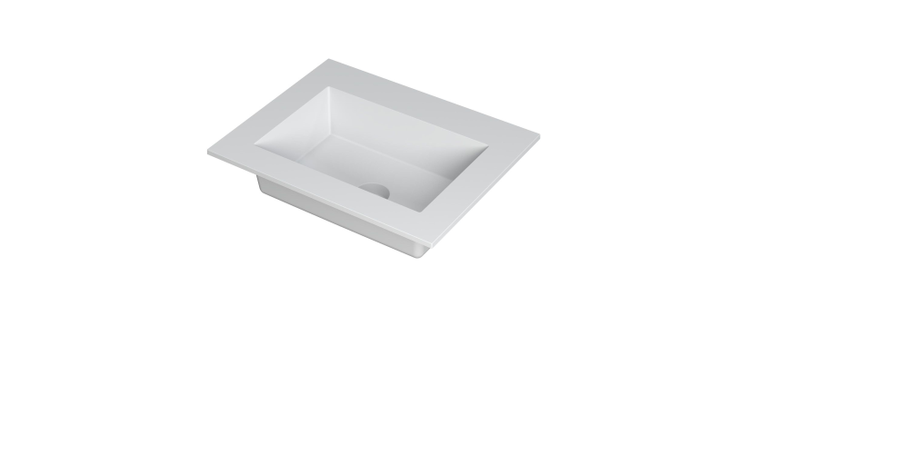 Productafbeelding van INK® Kraft wastafel polystone enkele bak zonder kraangat 60x45x1cm, mat wit