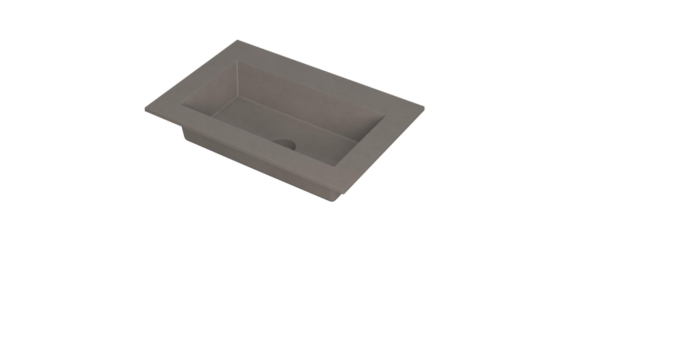 INK® Kraft wastafel quartz enkele bak zonder kraangat 70x45x1cm, quartz beton