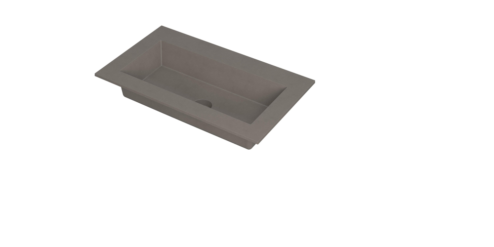 Productafbeelding van INK® Kraft wastafel quartz enkele bak zonder kraangat 80x45x1cm, quartz beton