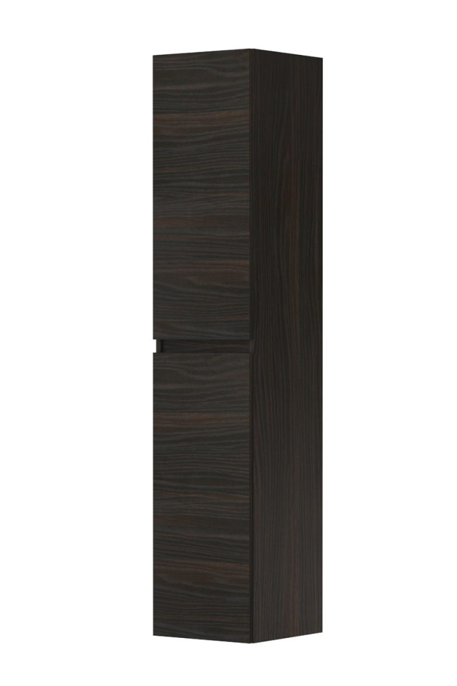 Productafbeelding van INK® hoge kast 2 deuren links/rechts greeploos houten keerlijst en 4 glazen planchettes 35x37x169cm, intens eiken