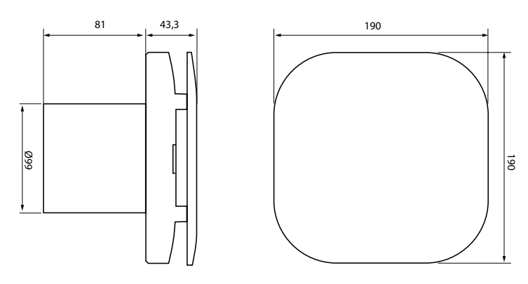 Vent-Axia Supra Design 100 B badkamerventilator 19 x 19 x 4 3 cm wit