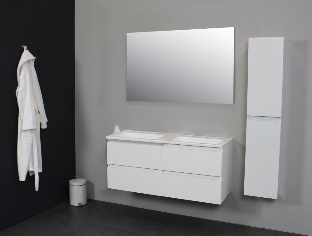 Regn Online onderkast met acryl wastafel zonder kraangaten met spiegel 120x55x46cm hoogglans wit
