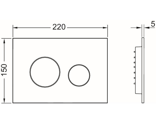 TECE loop wc-bedieningsplaat van kunsstof voor duospoeltechniek 22 x 15 x 0,5 cm, zwart