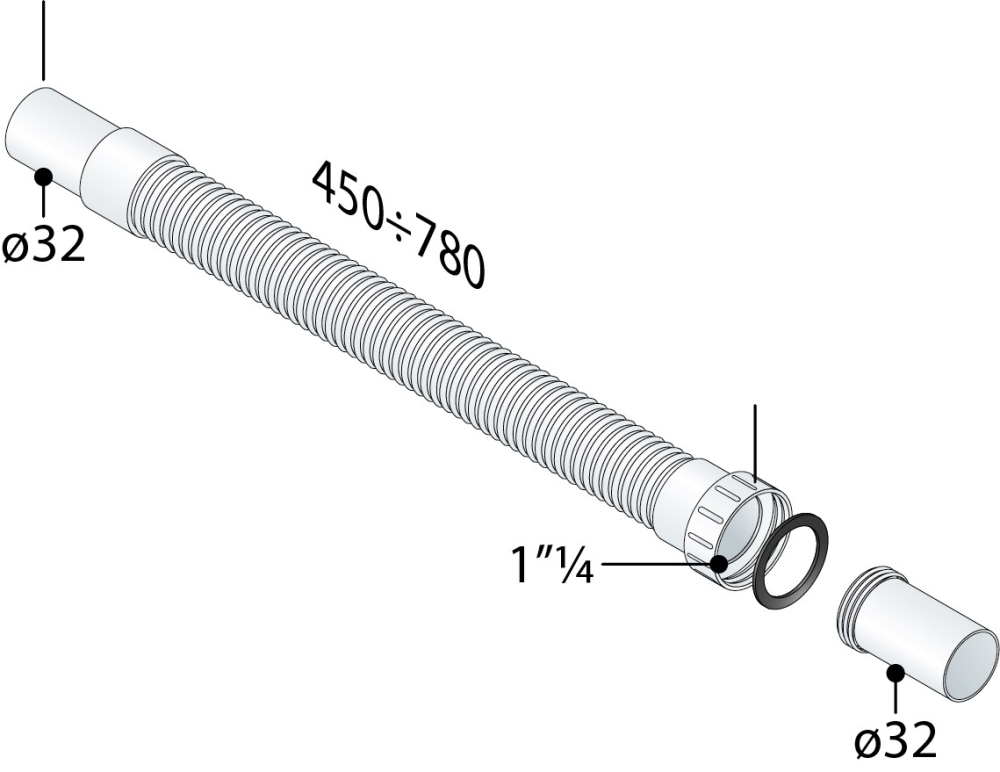 Moduloflex flexibele buis 5/4''x32 mm lengte 45-78 cm
