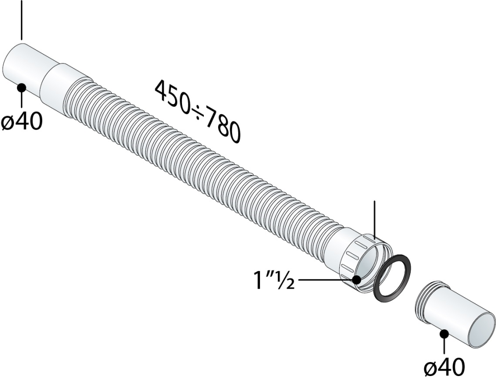 Moduloflex flexibele buis 6/4''x40 mm lengte 45-78 cm