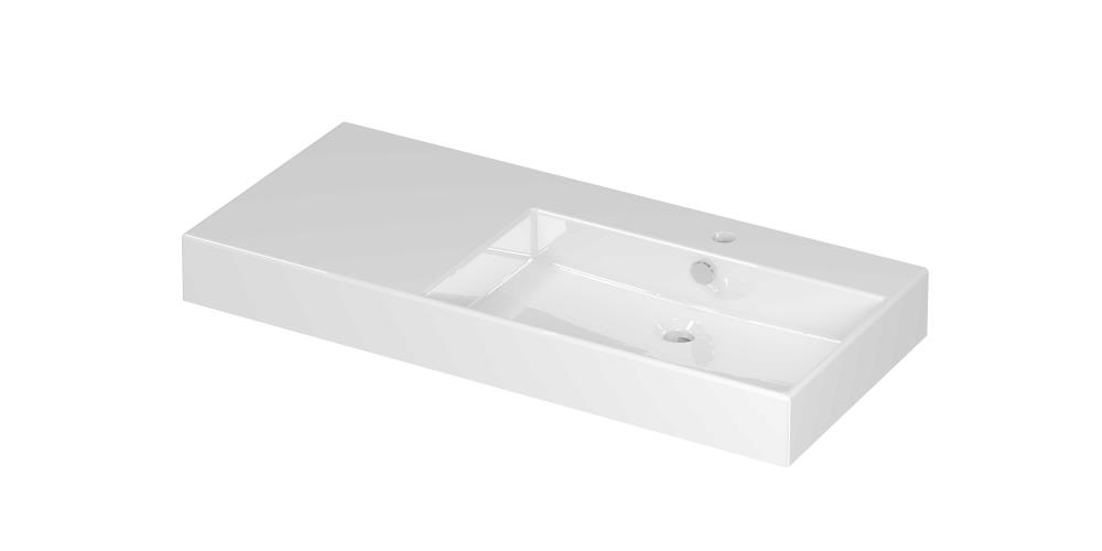 INK® Unlimited porseleinen wastafel rechts zonder kraangat 100 x 45 x 11 cm, glanzend wit