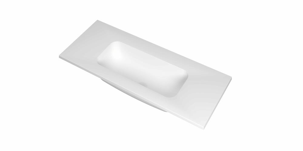 INK Reflekt polystone wastafel met afzetplateau aan beide zijdes, zonder kraangat 100 x 40 x 1,5 cm, mat wit
