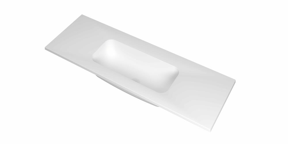 INK® Reflekt polystone wastafel met afzetplateau aan beide zijdes, zonder kraangat 120 x 40 x 1,5 cm, mat wit