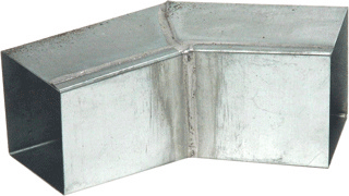 Rheinzink Classic fitting hemelwaterbuis vierkant zink wanddikte 0.65mm uitvoering bocht oppervlaktebescherming geen (onbehandeld) hoek 45-¦