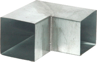 Rheinzink Classic fitting hemelwaterbuis vierkant zink wanddikte 0.65mm uitvoering bocht oppervlaktebescherming geen (onbehandeld) hoek 90-¦