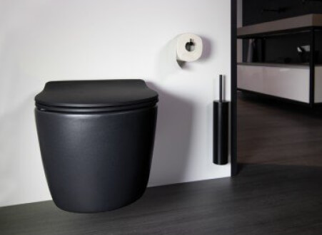 Een zwarte wc pot voor een moderne
